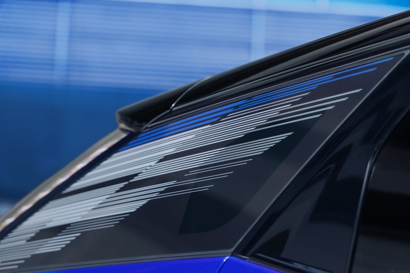 Close-up of the Modern Pattern on the 2026 OPTIQ-V Rear Quarter Glass | Three-Way Cadillac in Bakersfield CA